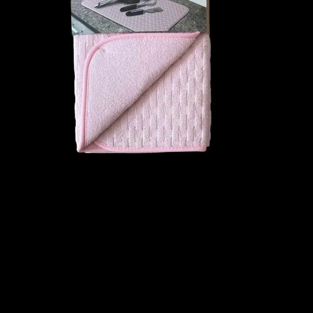 CUISINART Pastel Pink Kitchen Dish Drying Mats 18x24 Set of 2 NEW